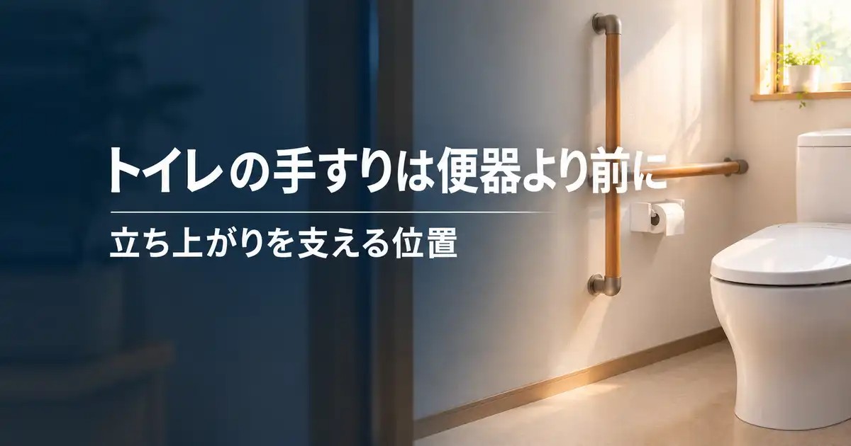 トイレの手すりの位置|高齢の親が立ちやすいのは「便器より前」